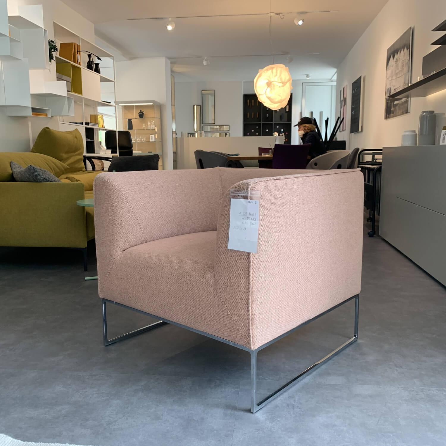 COR - Sessel Mell Stoff 9121 Flamingo Rosa Gestell Metall Verchromt - 5