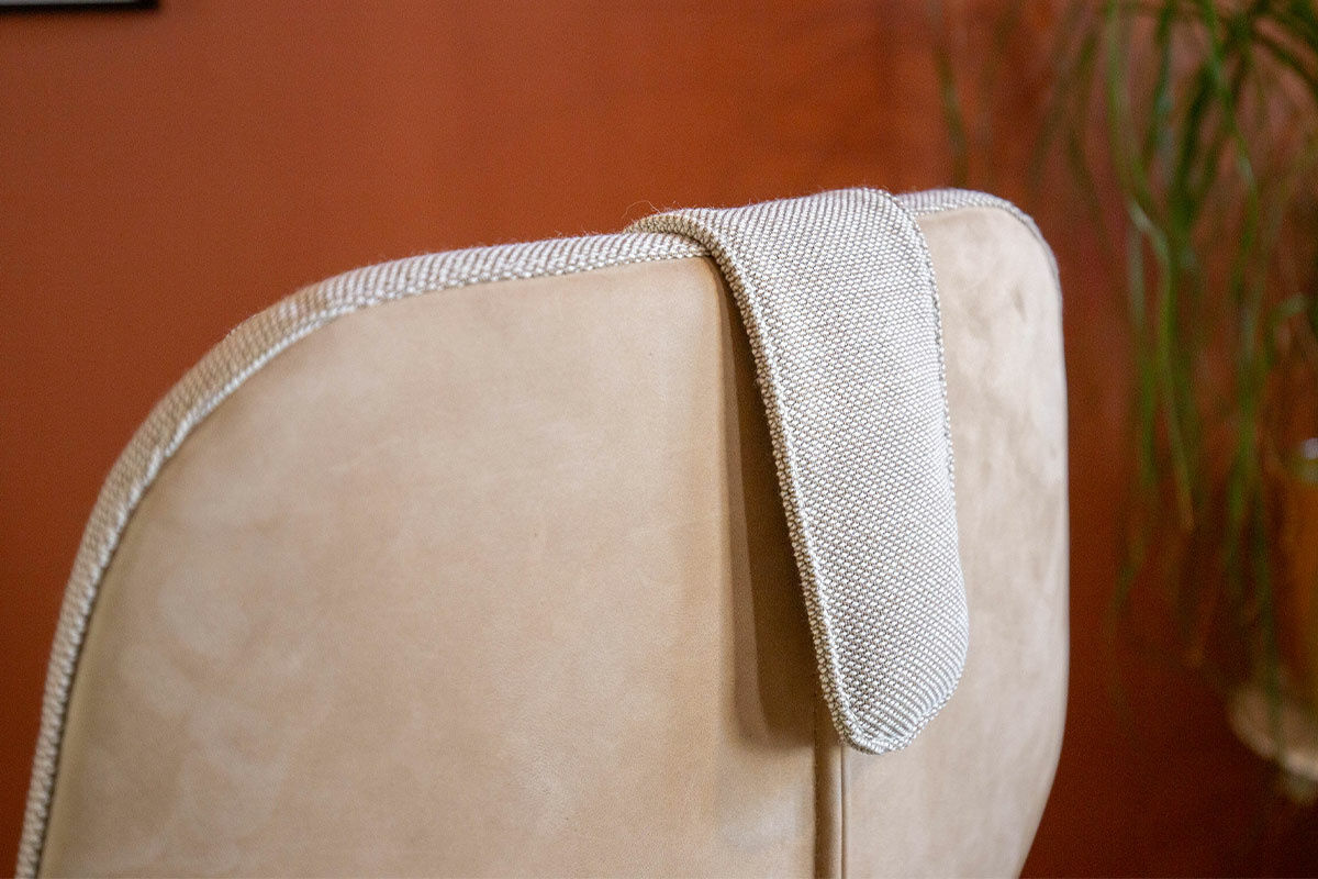 Pode - Sessel Spot Two Stoff Steelcut Trio 213 Beige Außen Leder Beige Gestell Metall Epoxy Taupe mit Hocker - 2