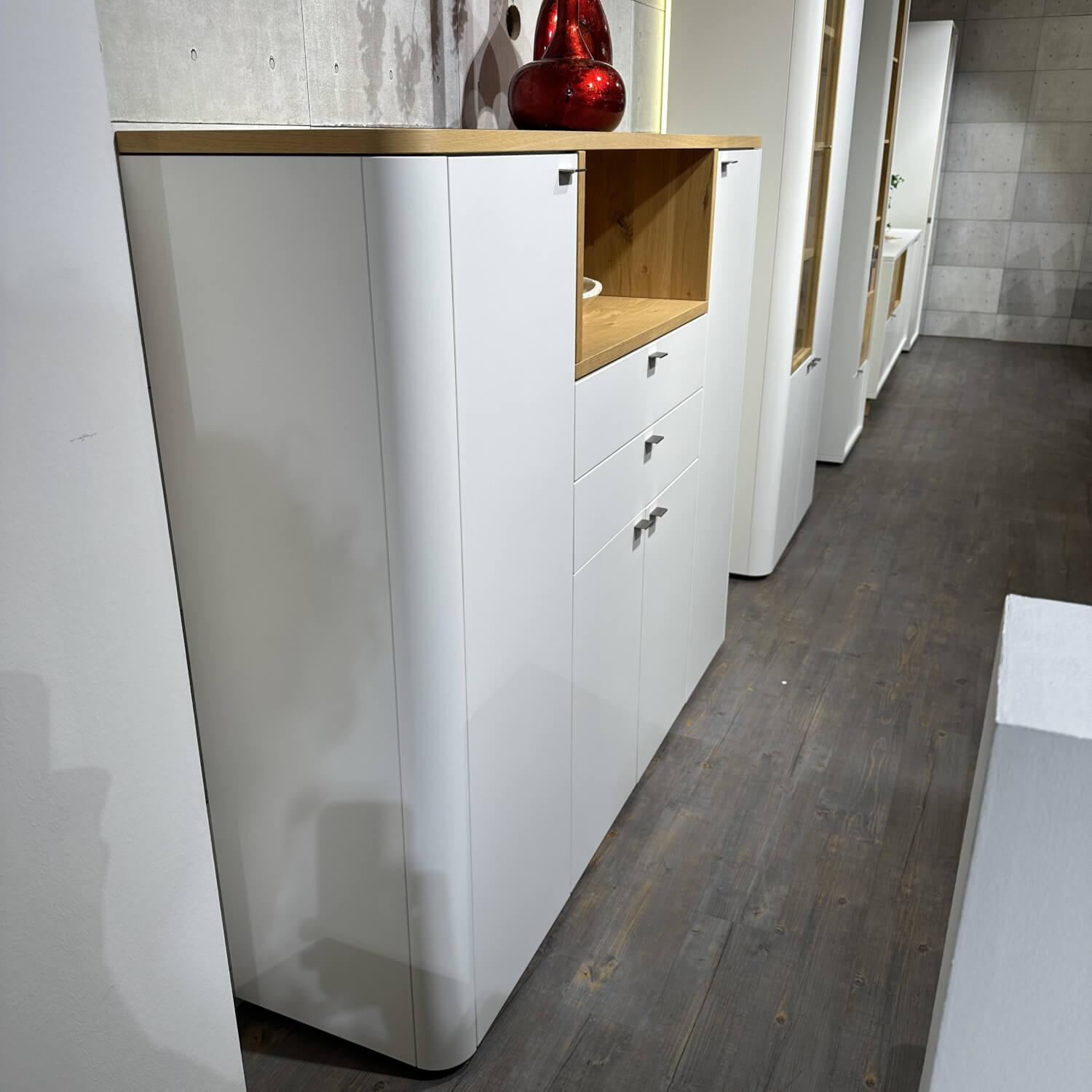 Venjakob - Vitrine Und Highboard Fabio Lack Kristall Weiß Matt Und Wildeiche Hell Soft Gebürstet Mit Beleuchtung - 7