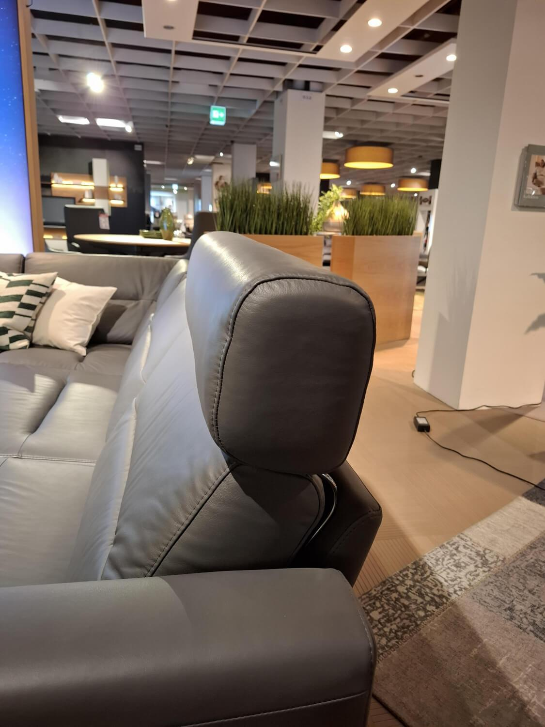Stressless - Ecksofa Stella Leder Paloma Metal Grey Grau Gestell 40 Chrome Mit Kopfstützen - 11