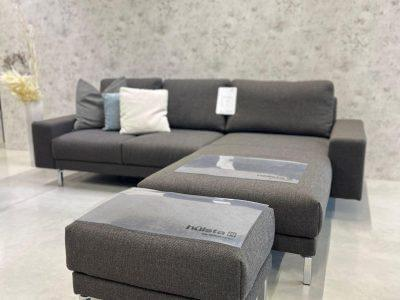 Hülsta - Garnitur hs.450 Sofa Sessel Hocker Stoff 06449 Anthrazit Füße Chrom - 3