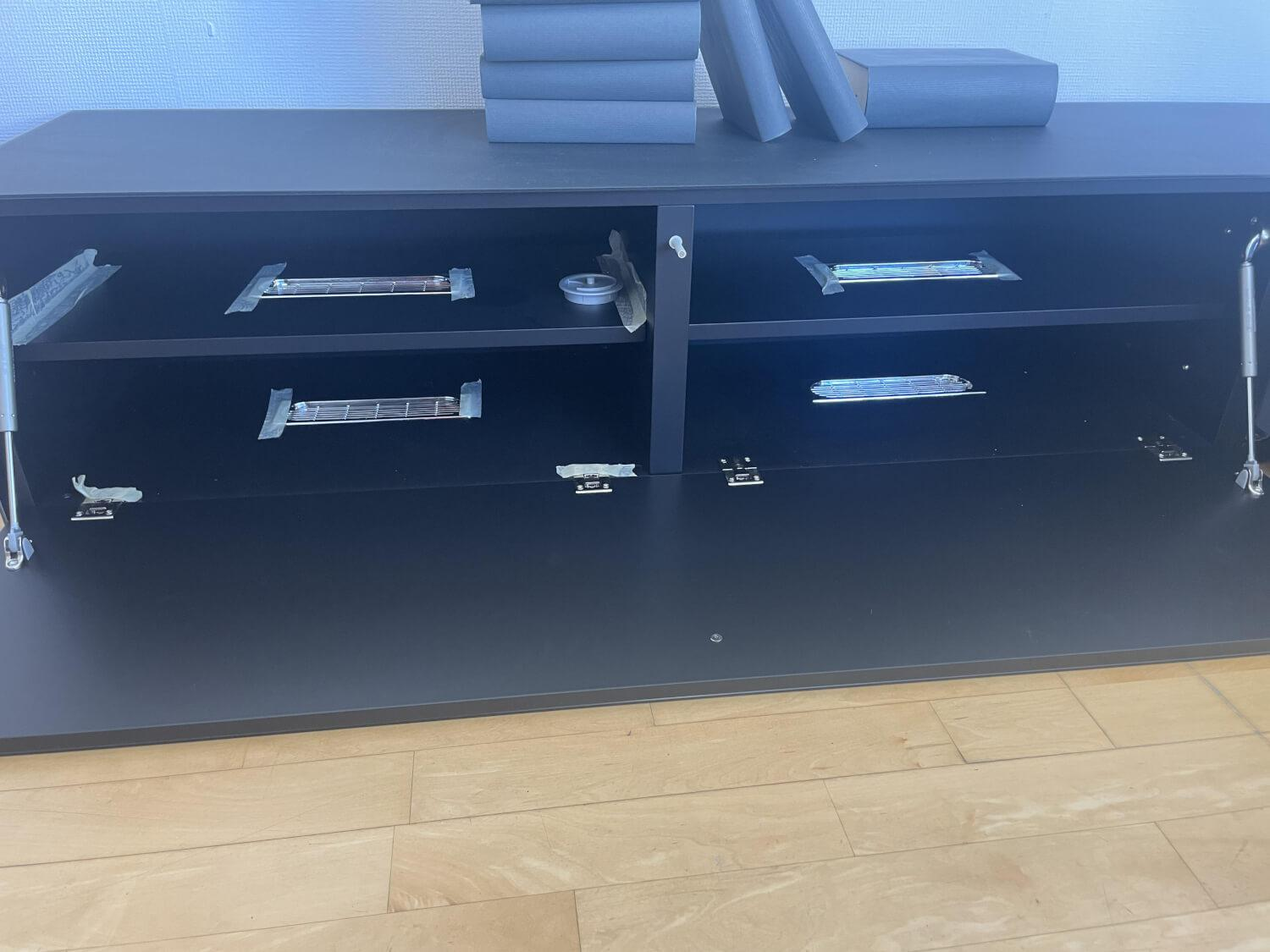 ArtigianMobili - Schrankkombination Titolo Hängeelement Lack Weiß Bodenelement Glas Schwarz - 7