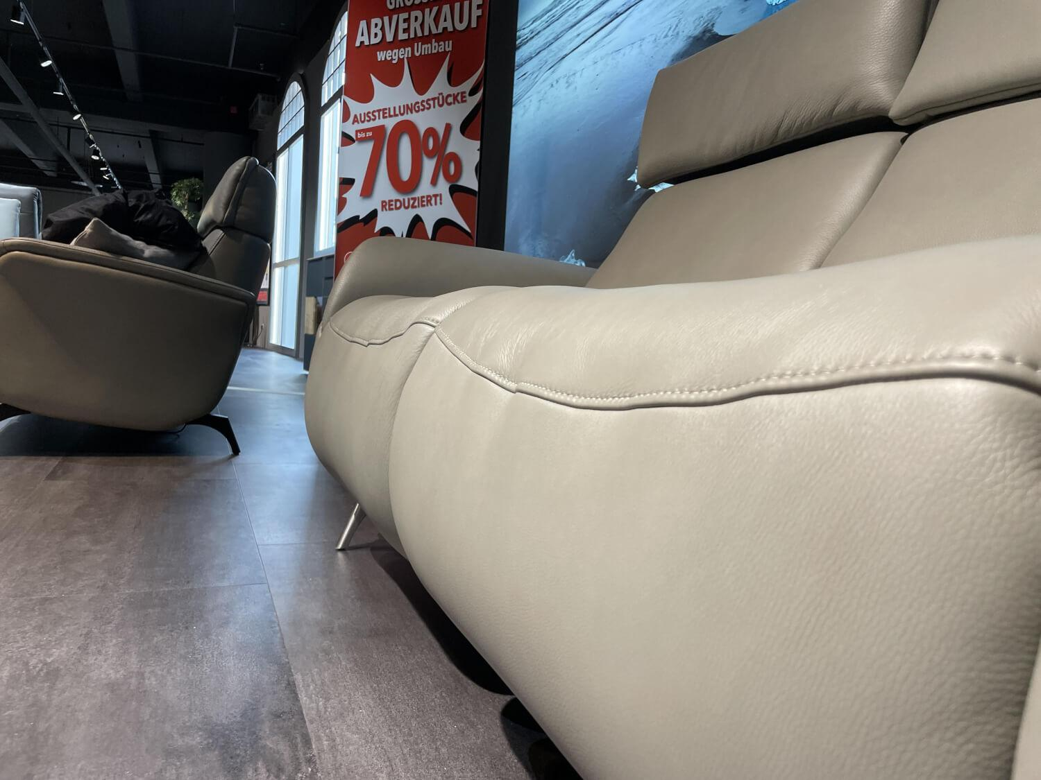 himolla - Sofa Hans Leder 35 Mariposa Opal Beige Metallfuß Edelstahloptik 62 Silber - 3
