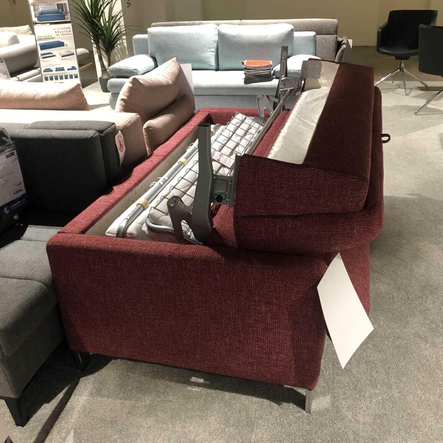 Comfortmaster - Doppelliege Evita Stoff 2-6933 Rot Fuß Chrom Liefefläche 140x195 - 4