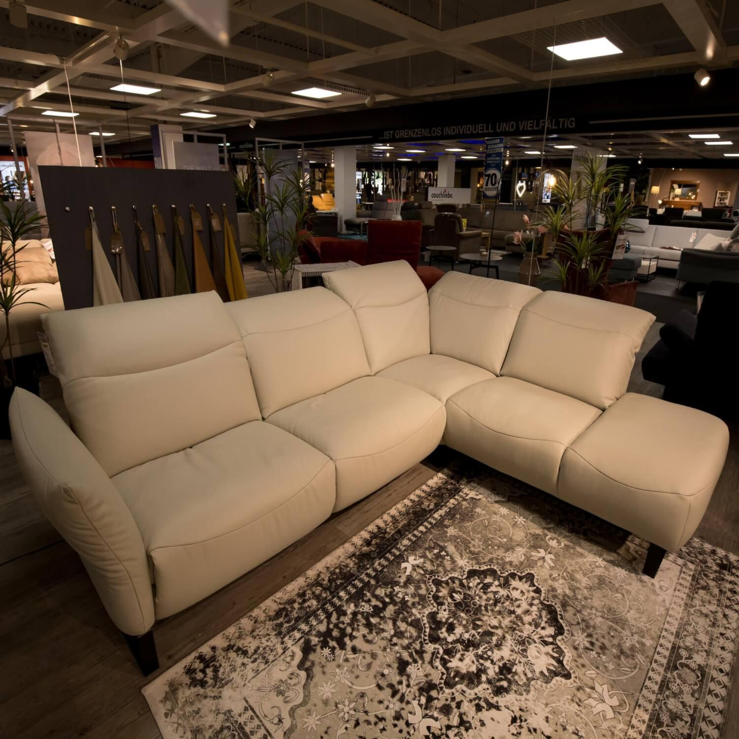 Comfort Republic - Eckgarnitur Viktoria Leder W2 Light Grey Metallfüße Schwarz - 5