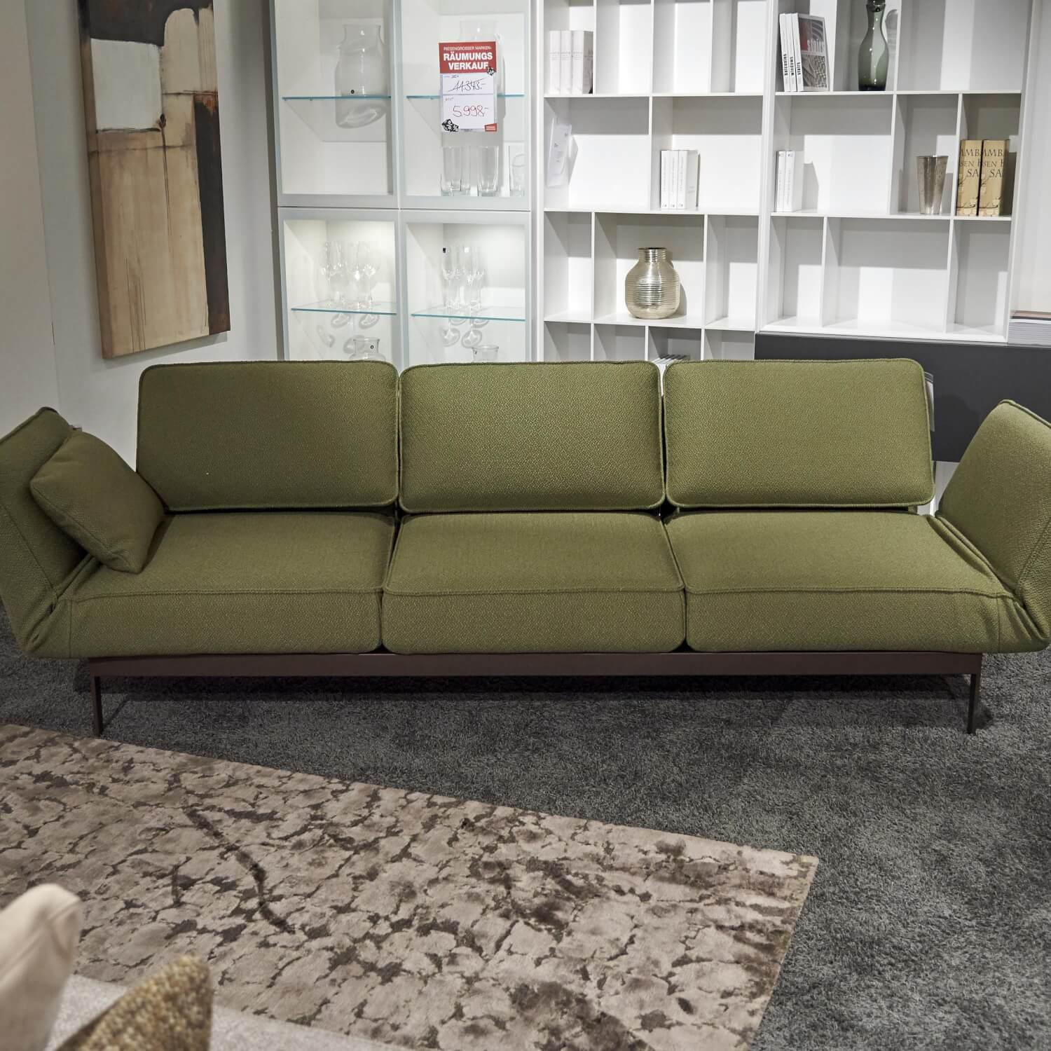 Rolf Benz - Sofa Mera Stoff 24.554 SchilfgrünGestell Stahl Feinstrukturiert Pulverbeschichtet mit Bank - 20