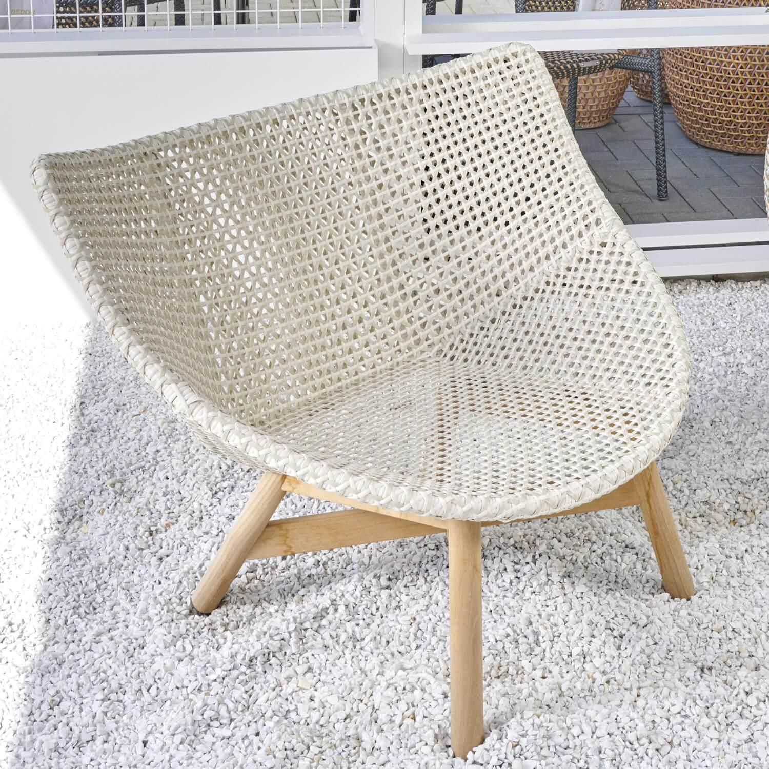 DEDON - Lounge Sessel Mbrace Bezug Stoff Kvadrat Patio 140 677 Geflecht Seasalt 140 Gestell Teak - 2