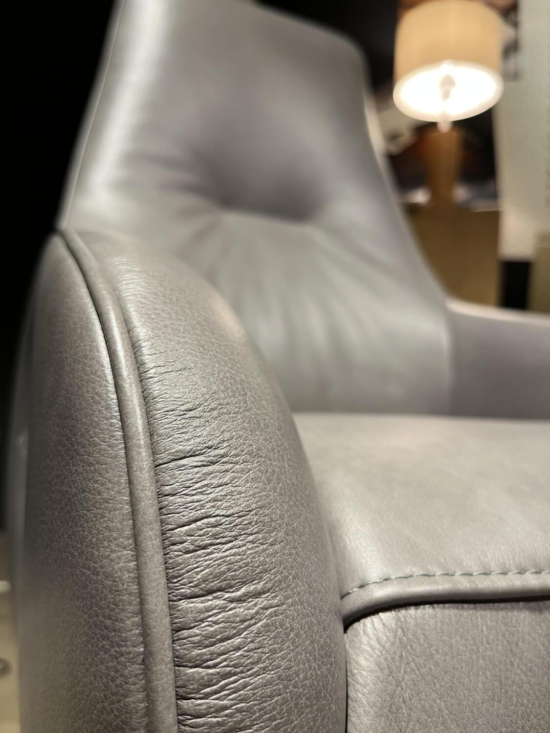 Contur - Drehsessel Noto Relax Leder L30 Eisengrau Gestell Metall Schwarz Lackiert - 5