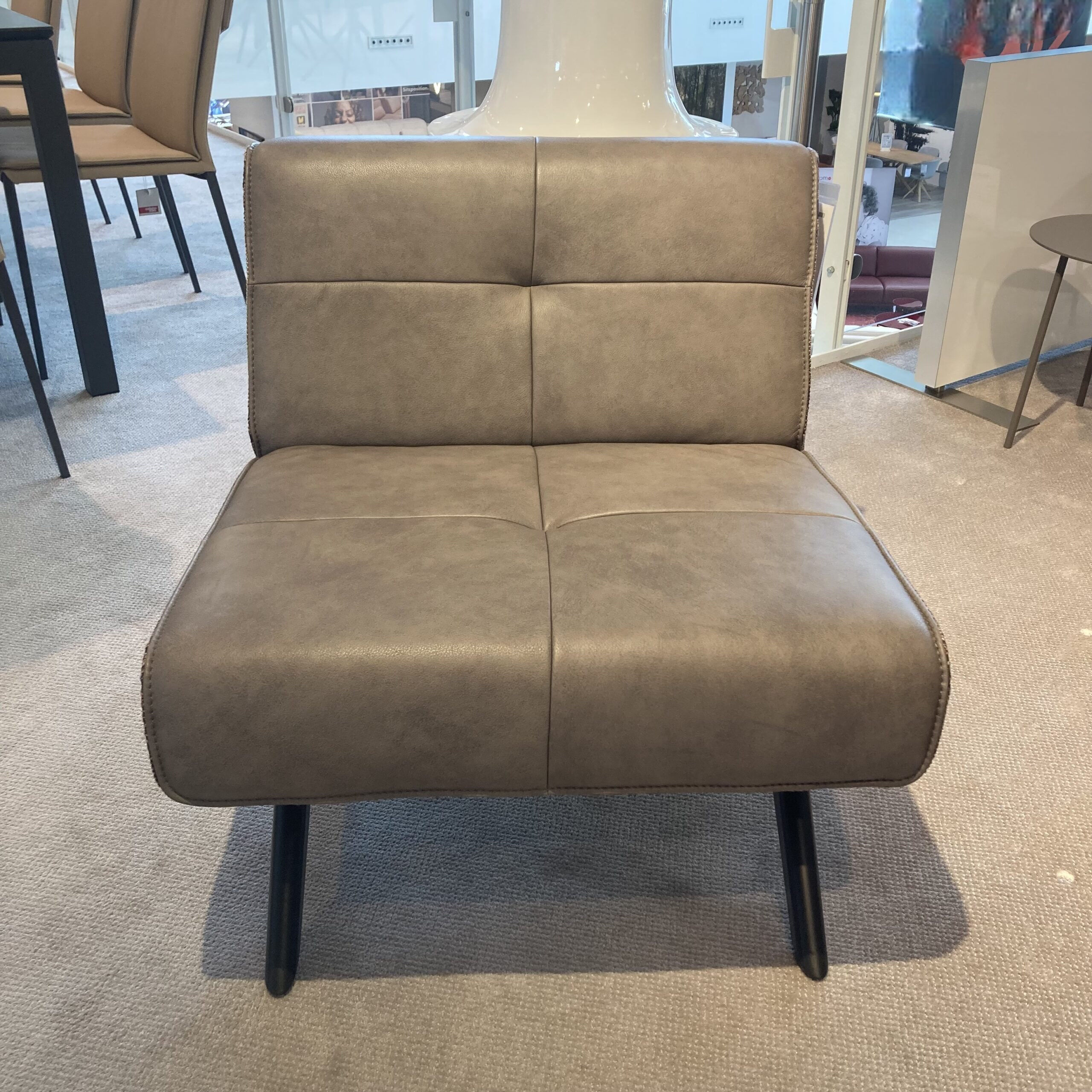 JOOP! - Sessel Square Leder Eleganza Fango Beige Stoff Statement Rose Gestell Buche Schwarz Lackiert - 4