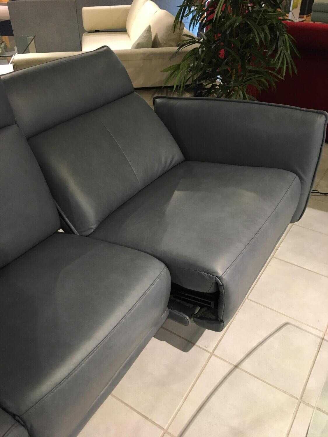 PM Oelsa - Relax-Sofa Costa Brava Leder E Steel Blau mit zweiseitiger Relaxfunktion - 16
