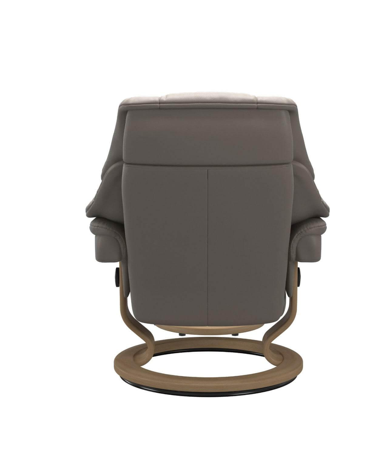 Stressless - Relaxsessel Reno L Leder Paloma 44 Dark Mushroom Beige Grau Gestell Classic 04 Eiche Mit Hocker - 3
