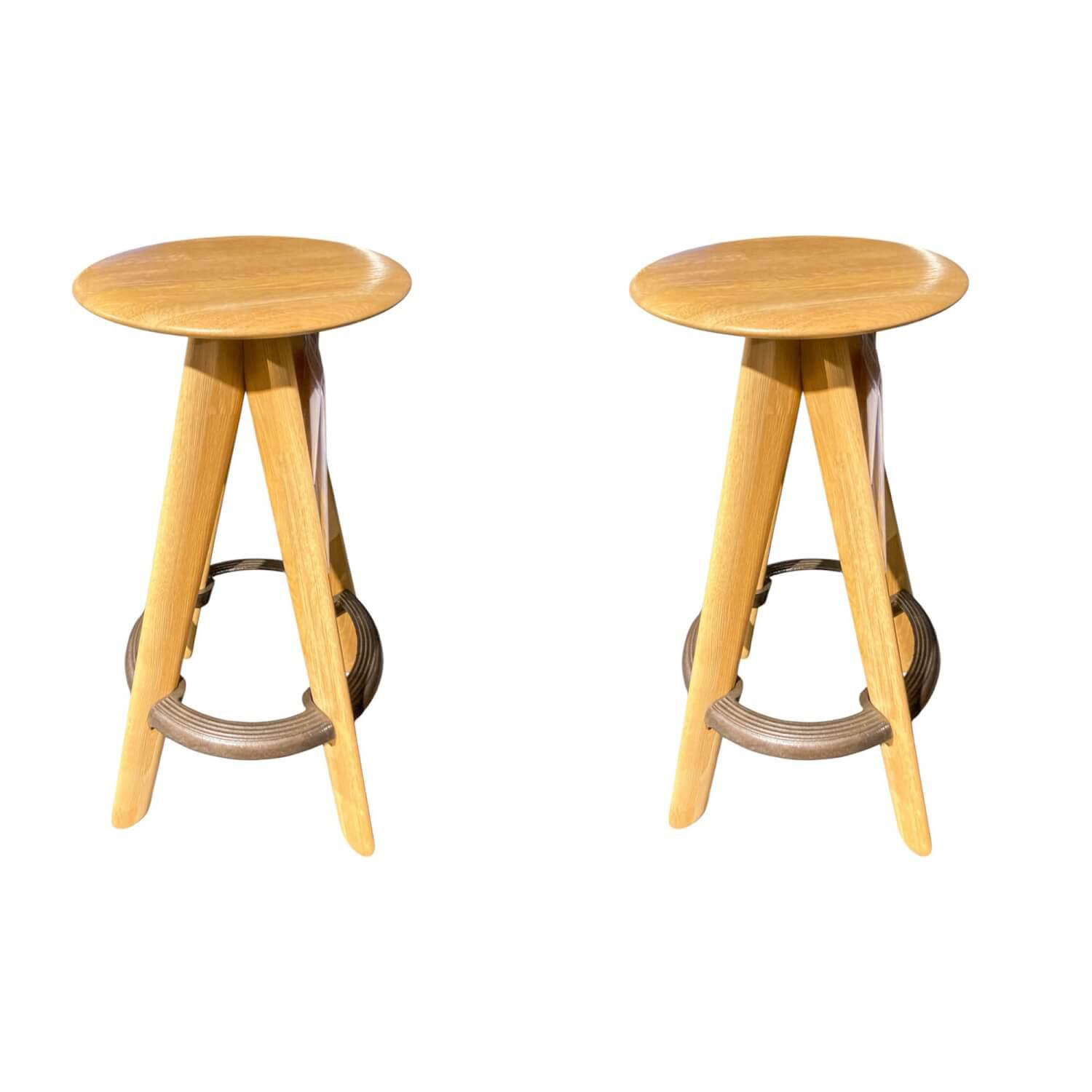 Tom Dixon - 2er Set Barhocker Slab Bar Stool Eiche Natur - 1