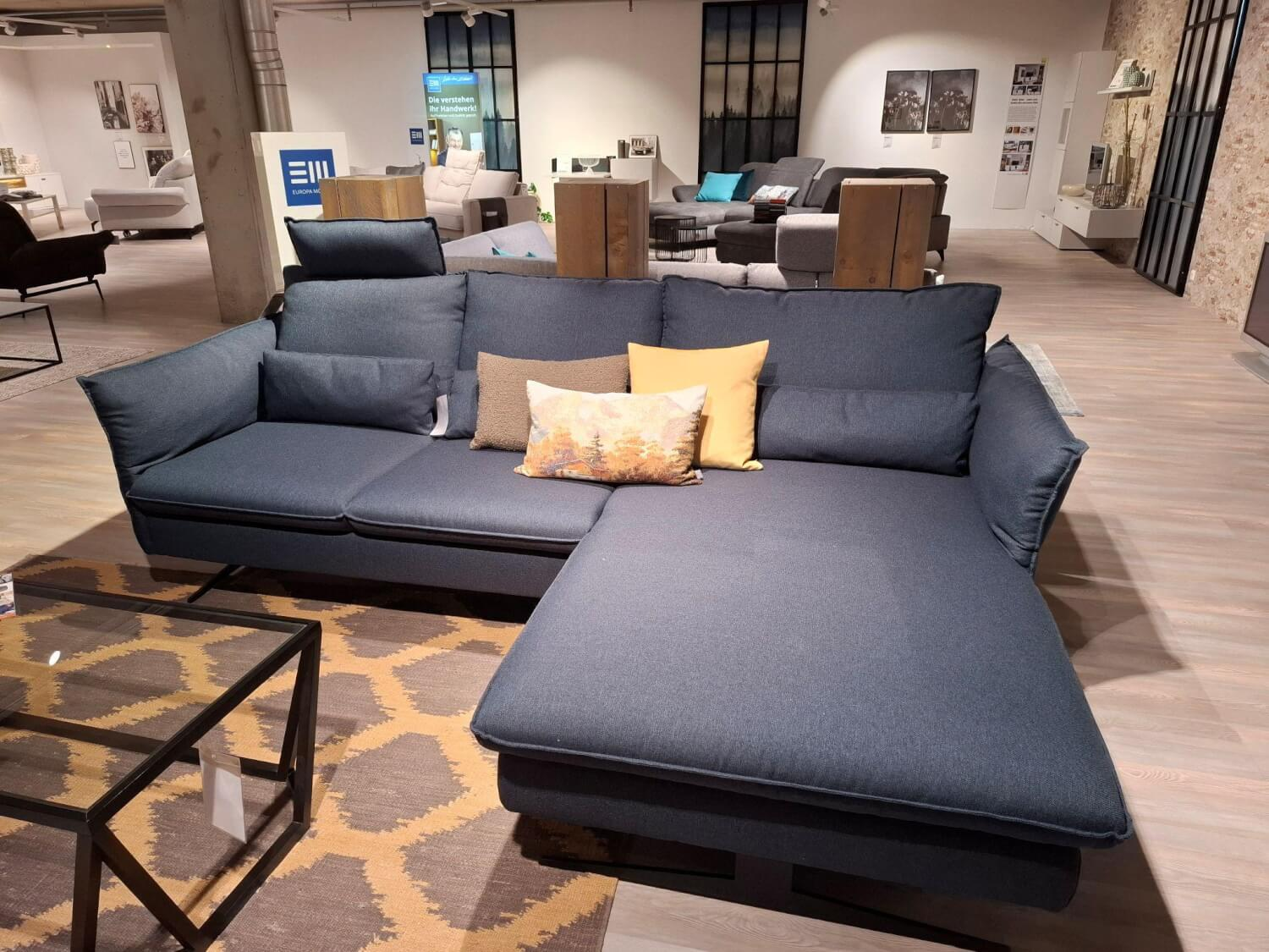 Carina - Ecksofa EM Marseille  Stoff Orlando Deep Ocean Blau Metallkufe Schwarz - 5