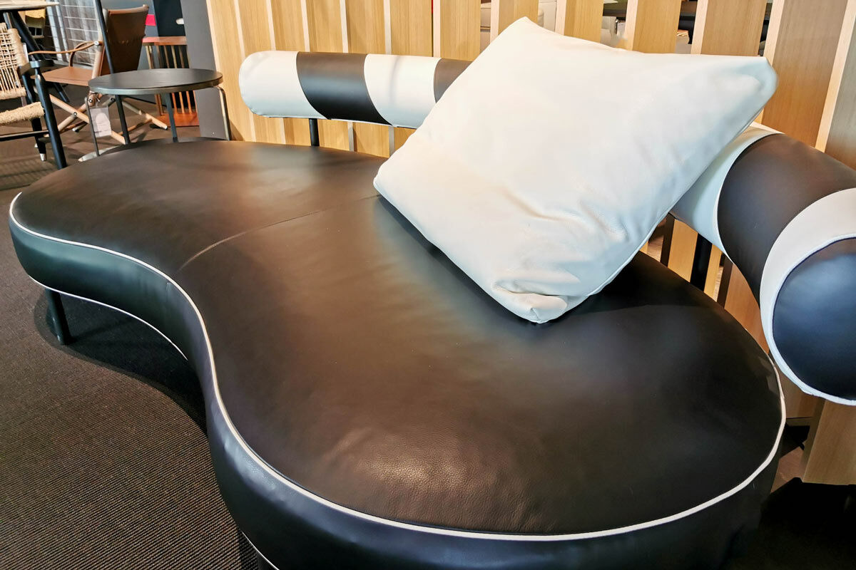 Flexform - Sofa Supermax Leder Pelle N412 Schwarz Rückenlehne Schwarz Weiß Gestell Metall Brüniert - 4