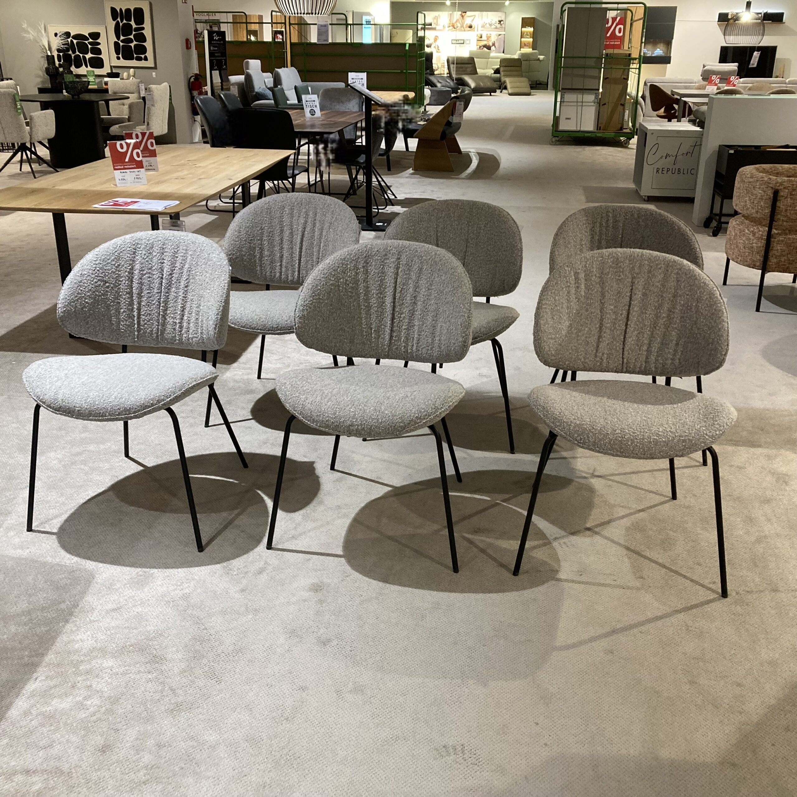 KFF - Stuhlgruppe Alvaro Stoff Ascot Toffee Beige Gestell Metall Schwarz - 3