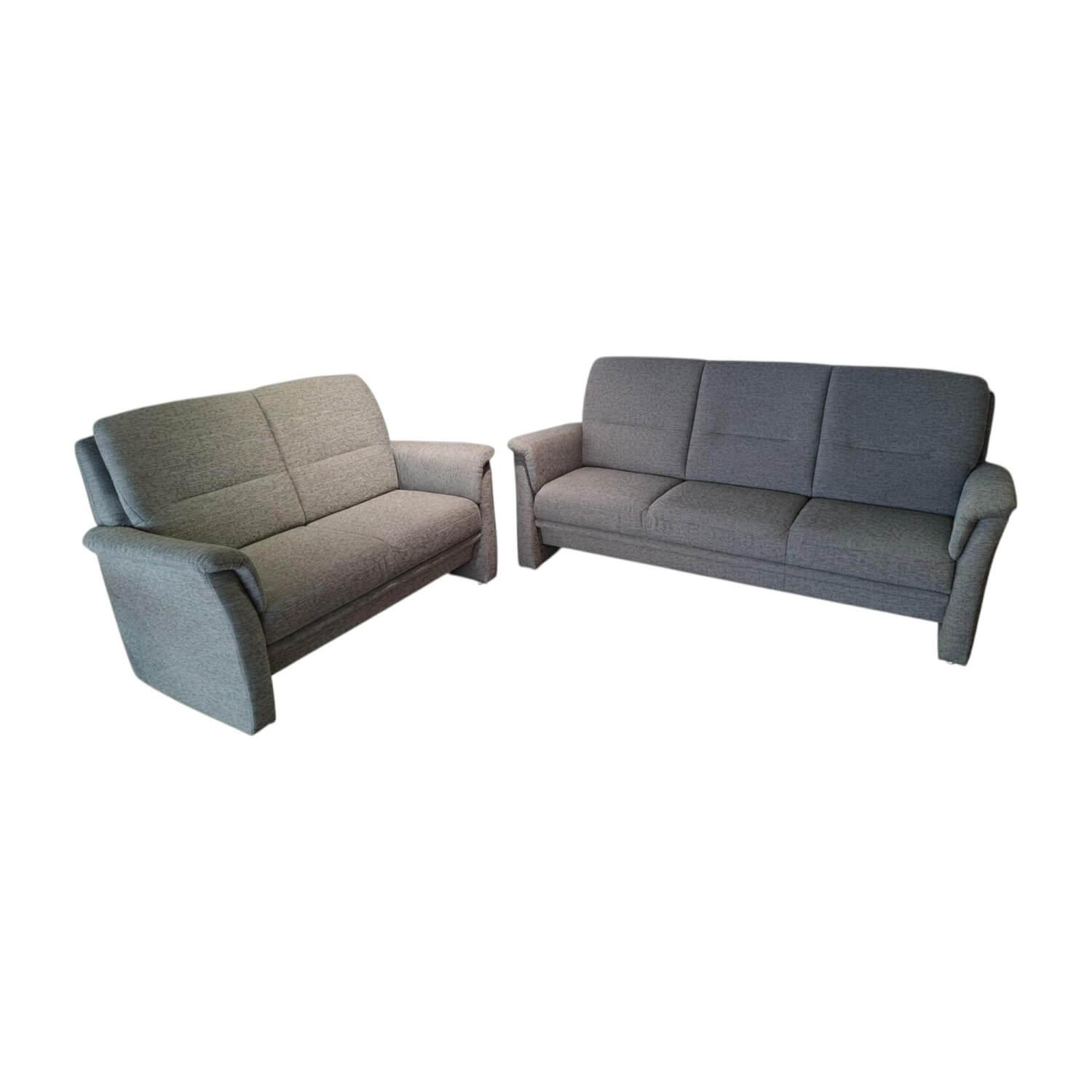 Gruber - 2er Set Sofa Bornholm Stoff Q2 200 Eisengrau Füße Aluminium Matt - 1