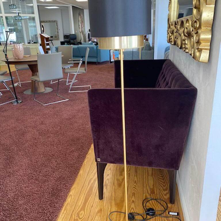 Bielefelder Werkstätten - Bank Polo Petit Stoff Samt Velour BW Emilia 1762-111 Lila Rot Untergestell Massivholz Schwarz - 4