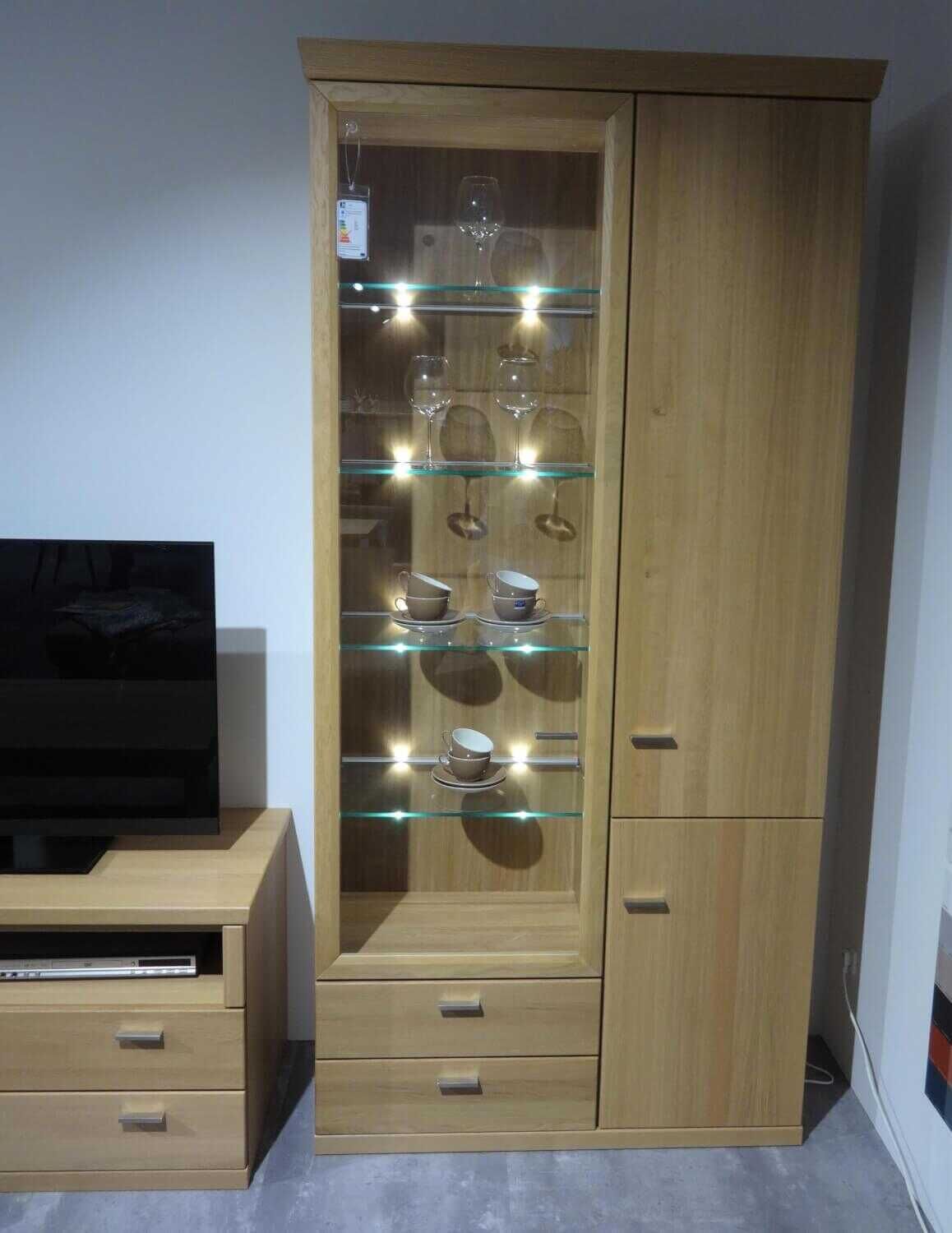 Rietberger Möbelwerke - Wohnwand Fresno Vtrine TV-Board Highboard Eiche Sand - 7