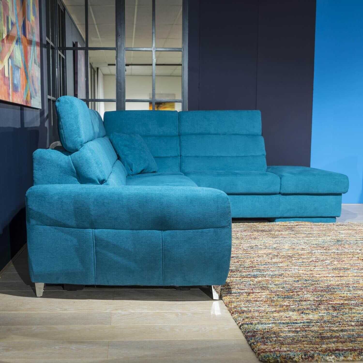 Polipol - Sofa ZE-EM15004 Stoff Miro Petrol Blau Fuß Metall Chrom - 2