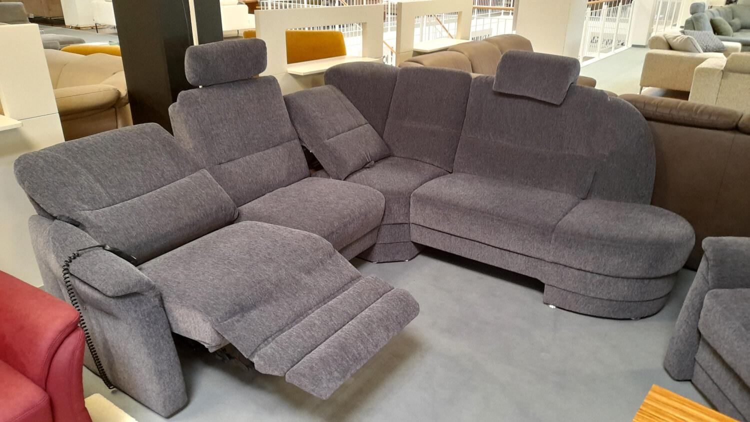 Arco - Ecksofa 50003 Stoff Dana Stahl mit Relaxsessel und verschiedenen Funktionen - 7