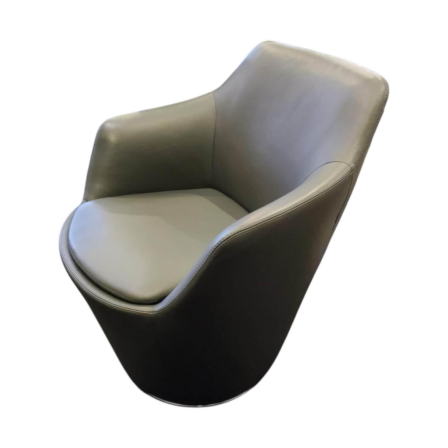 COR - Sessel Flint Leder Semi 296 Anthrazit Drehteller Metall Verchromt - 1