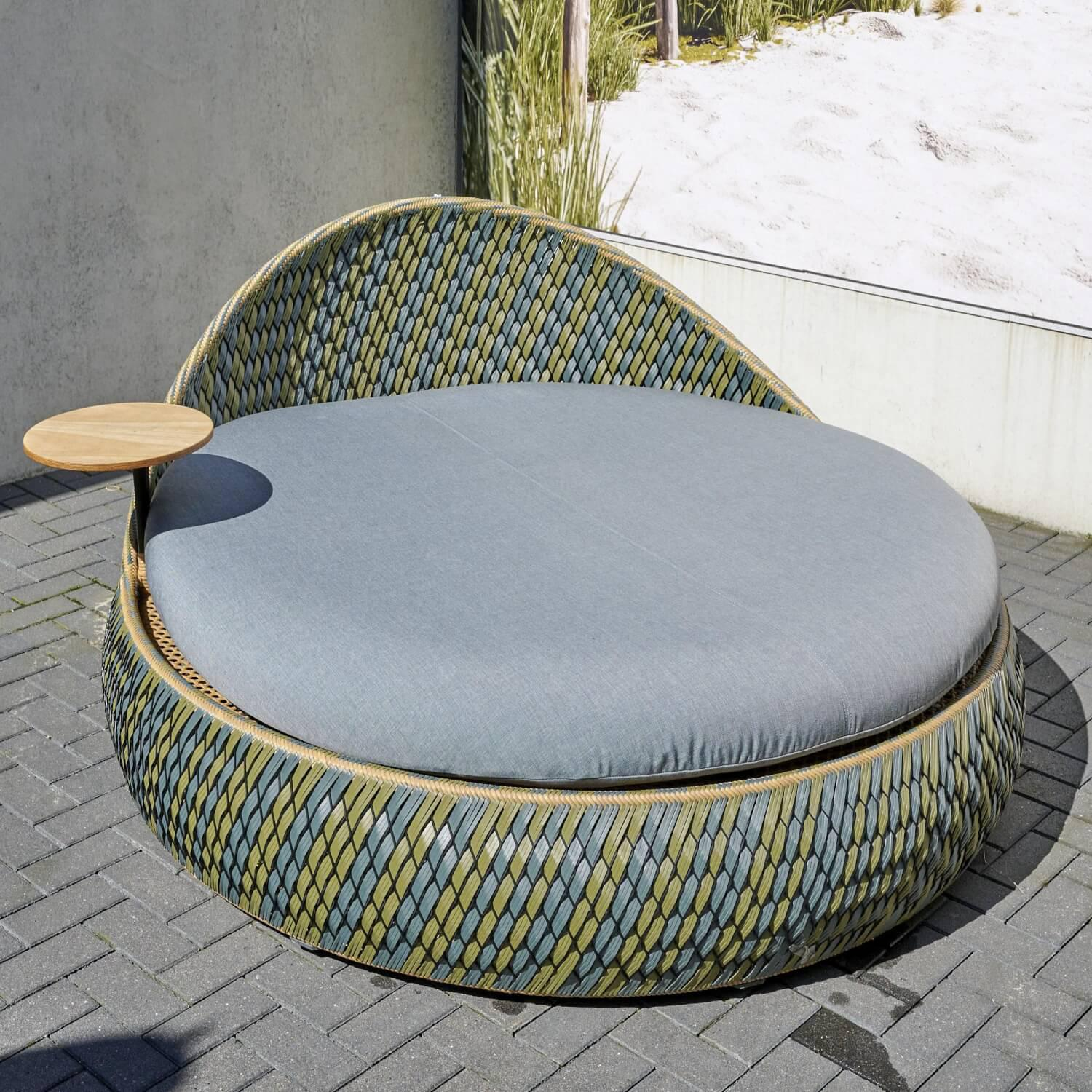 DEDON - Sofainsel / Daybed Dala Bezug Stoff Twist Dark Turquoise Geflecht Dedon-Faser Ubud - 7