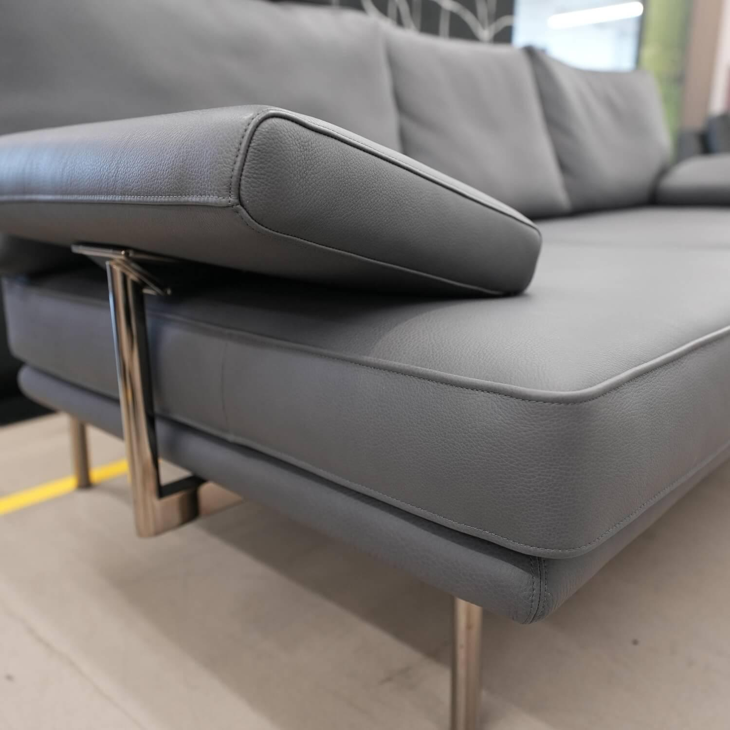 Walter Knoll - Sofa Living Platform 400-30 FLFR Bezug Leder Safari 1377 Anthrazit Gestell Schwarzchrom - 3
