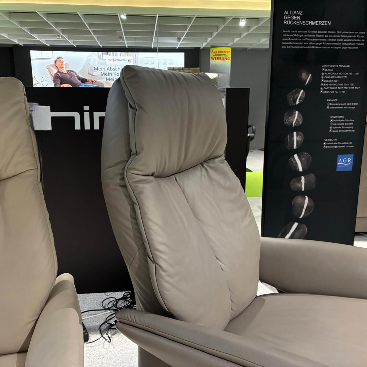 himolla - Sessel Easy Swing 4550 Leder Rustika 24 Lauch Beige Grau Sternfuß Edelstahl Pulverbeschichtet - 2