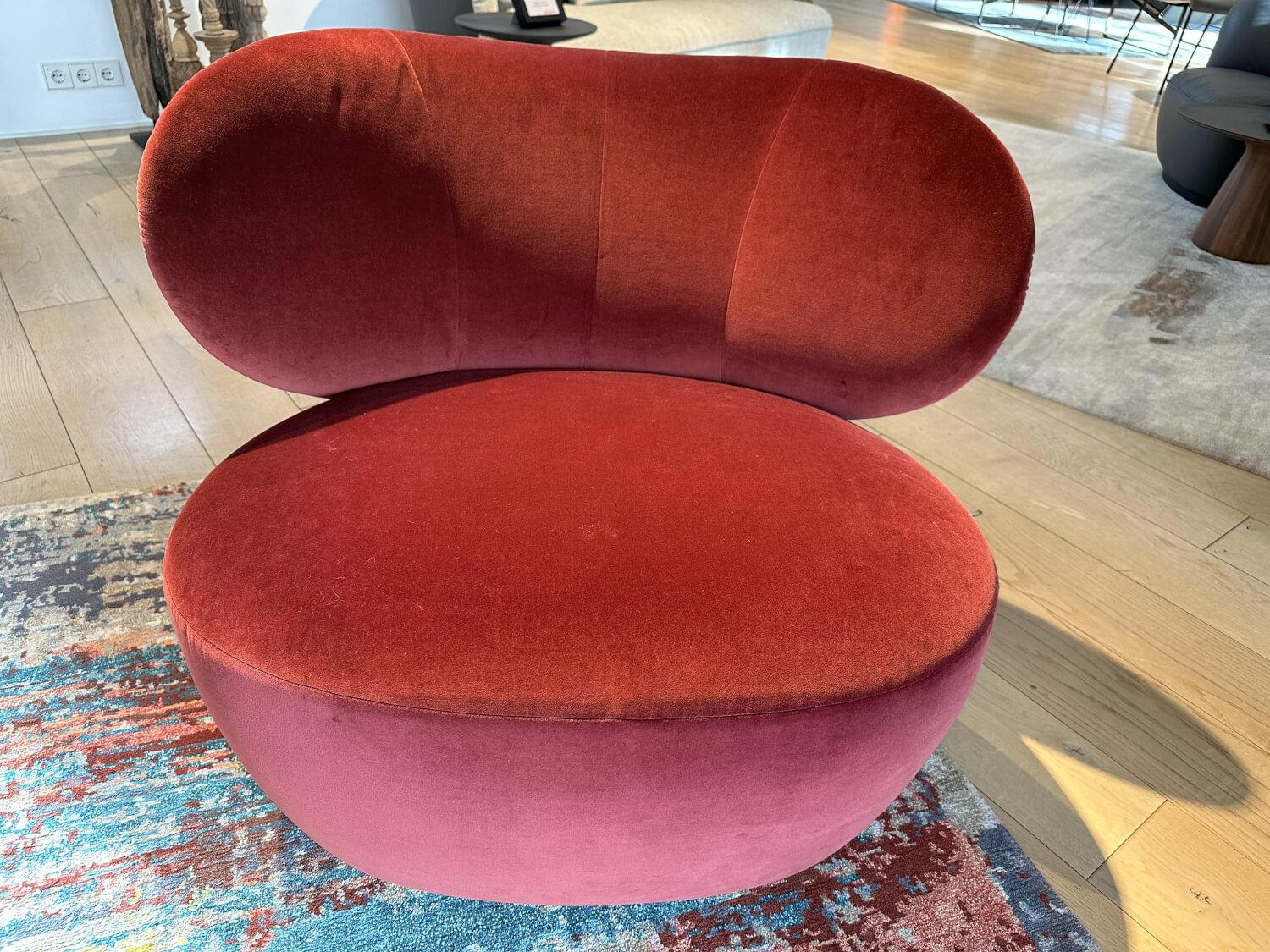 Walter Knoll - Drehsessel Bao Stoff Harald 2 Samt 582 Red Grape Rot Außen Saddle Khaki Braun Teller Matt Pulverbeschichtet Schwarz - 2