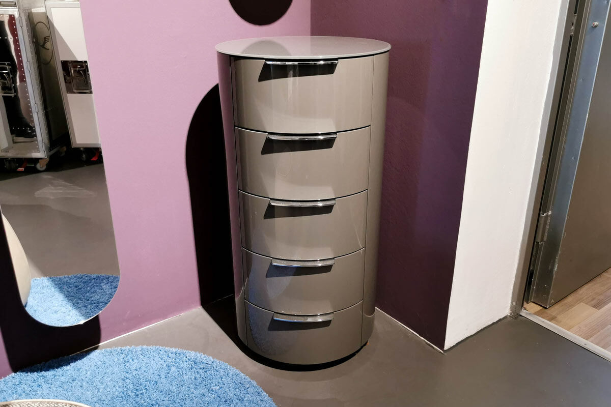 Schönbuch - Rundkommode Conga Lack Hochglanz Granitgrau Abdeckplatte Glas Granit - 5