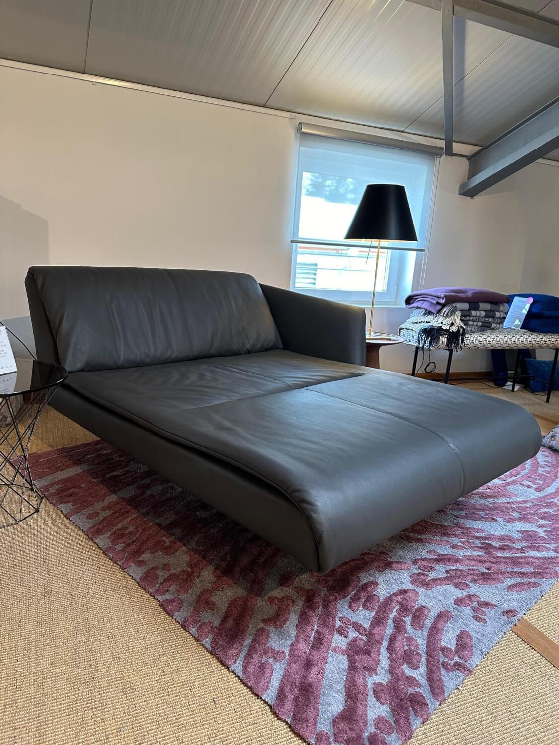 Walter Knoll - Recamiere Bundle 630-15 Leder Chasmere 1341 Slate Schwarz Füße Matt Schwarz Ohne Dekokissen Und Decke - 4