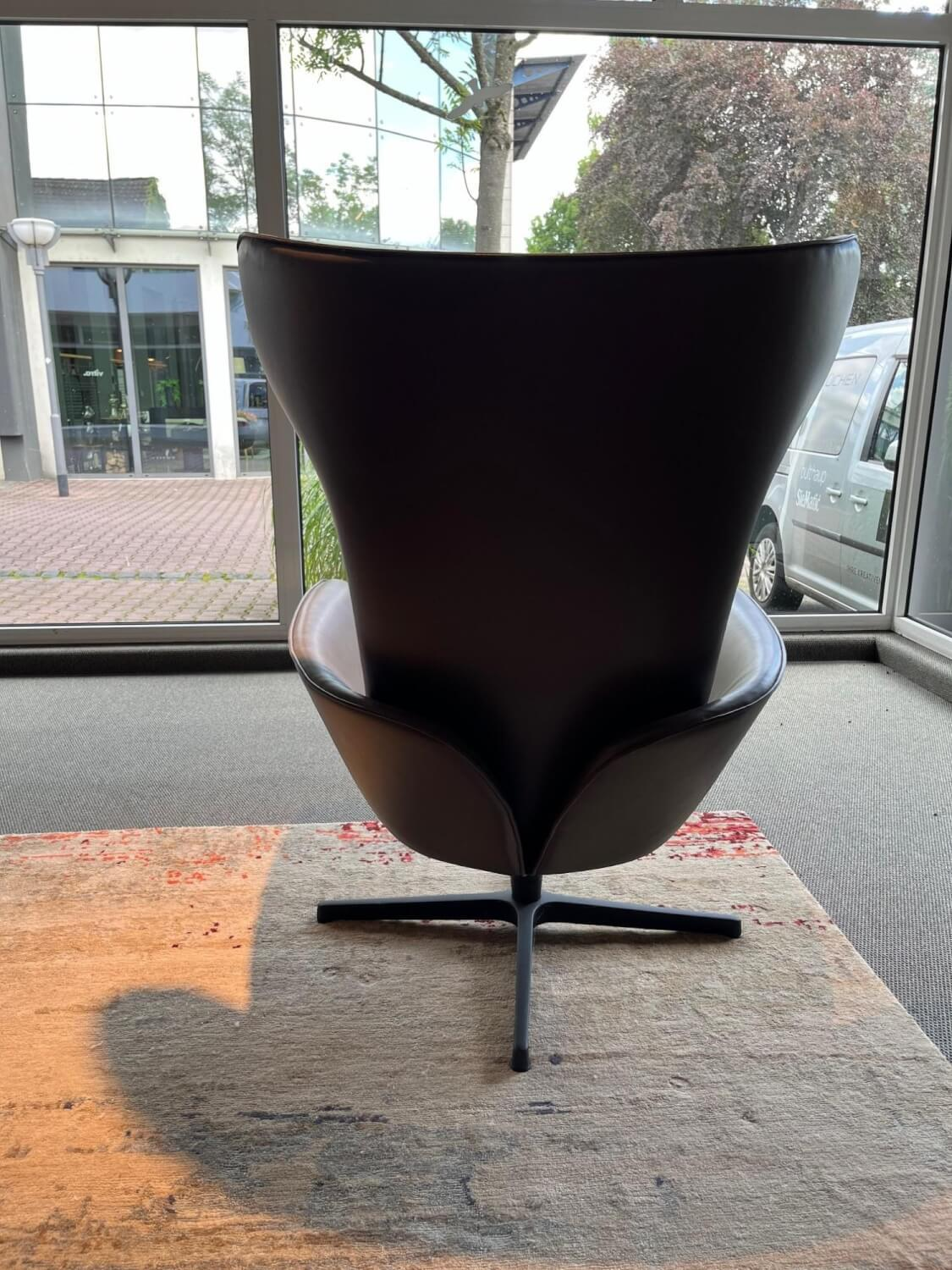 Walter Knoll - Drehsessel Onsa Leder Elen 1407 Auburn Dunkelbraun Gestell Matt Pulverbeschichtet Schwarz Mit Hocker - 9