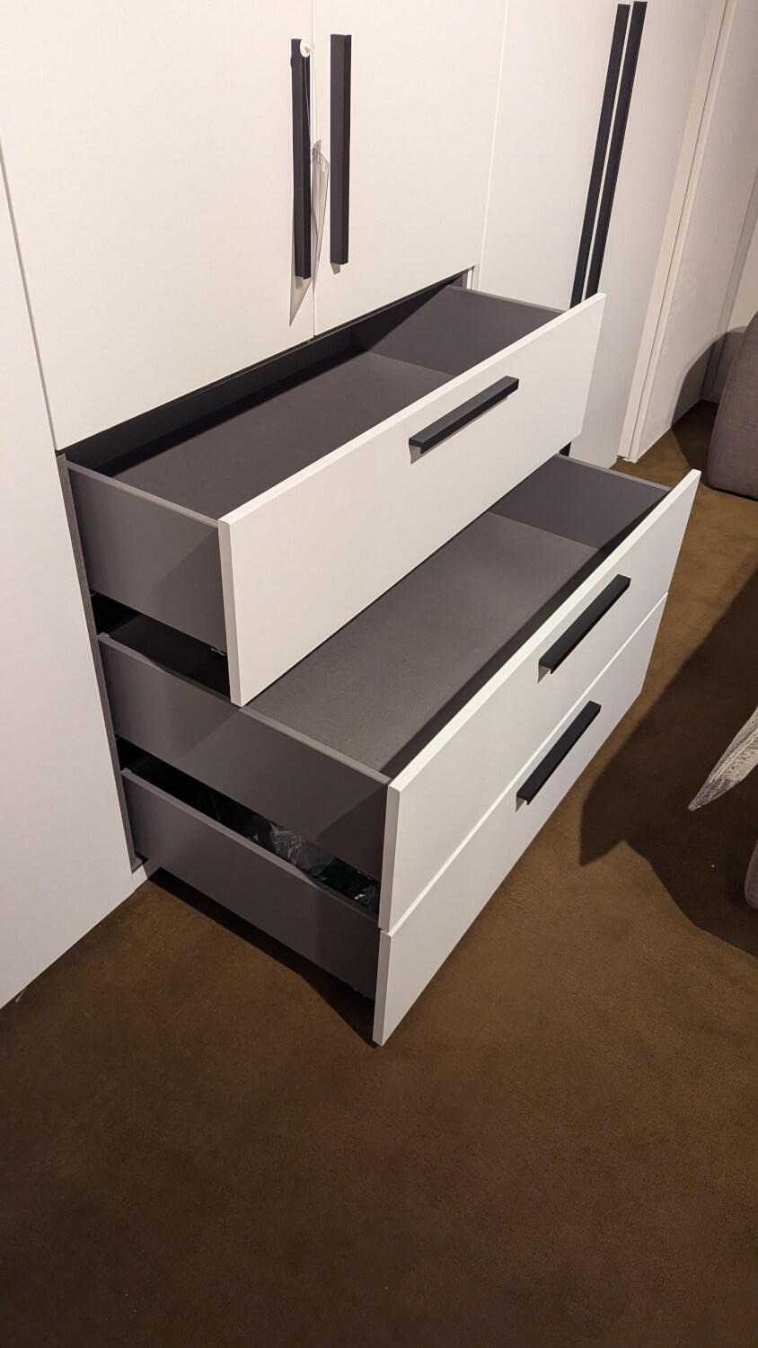 Nolte - Schrank Horizont 100 P9 Polarweiß Weiß Innen Leinenoptik Twist - 4
