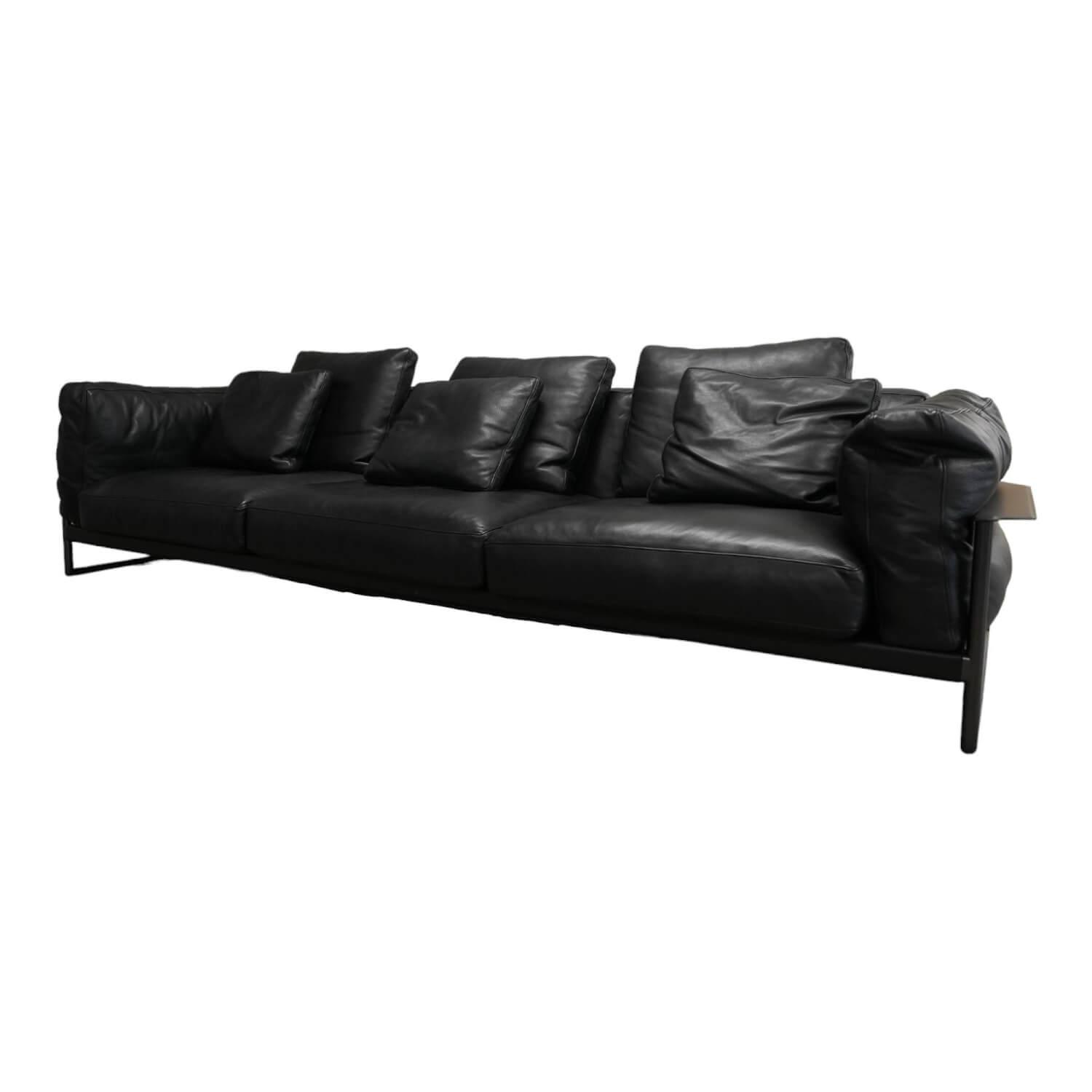 Flexform - Sofa Zeno Light Bezug Leder Pelle Deluxe Schwarz Füße Metall Brüniert - 1