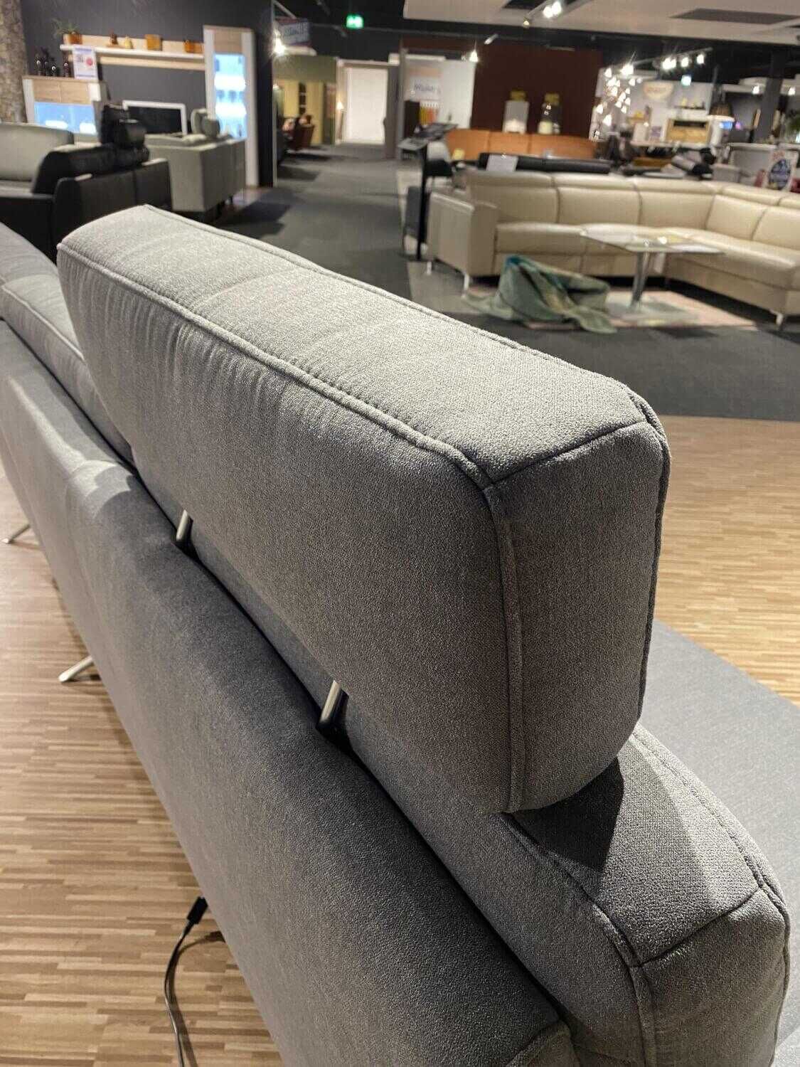 Steinpol - Ecksofa Angelo Stoff Olympia Clean Grau mit Kopfstütze - 13