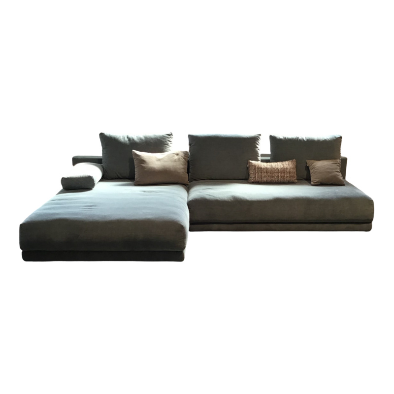 freistil Rolf Benz - Ecksofa Freistil 142 Stoff Blau Grau Füße Kunststoff Schwarz Inklusive Kissen - 1