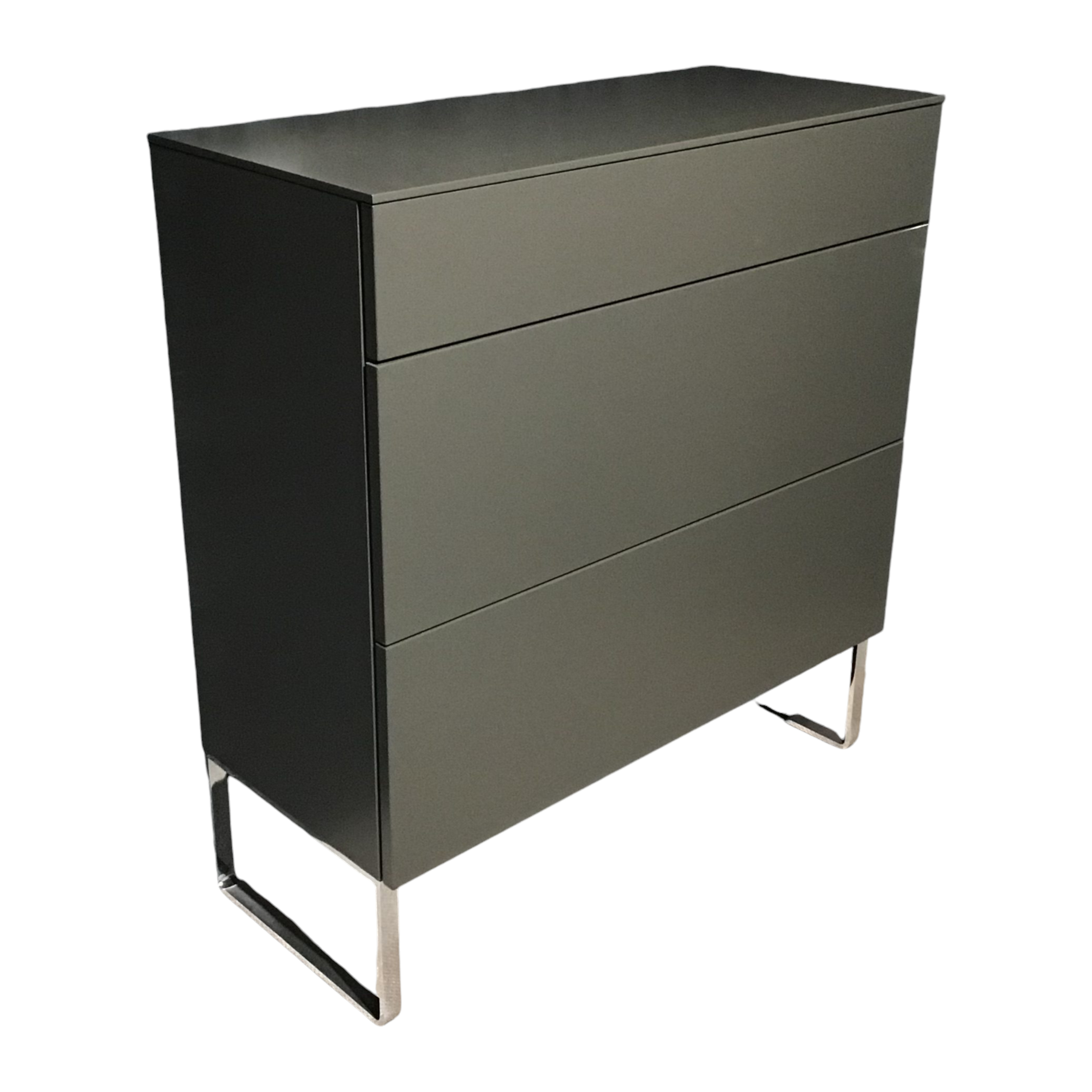 Hülsta - Highboard Neo Lack Grau Gestell Chrom Mit 3 Schubladen - 1