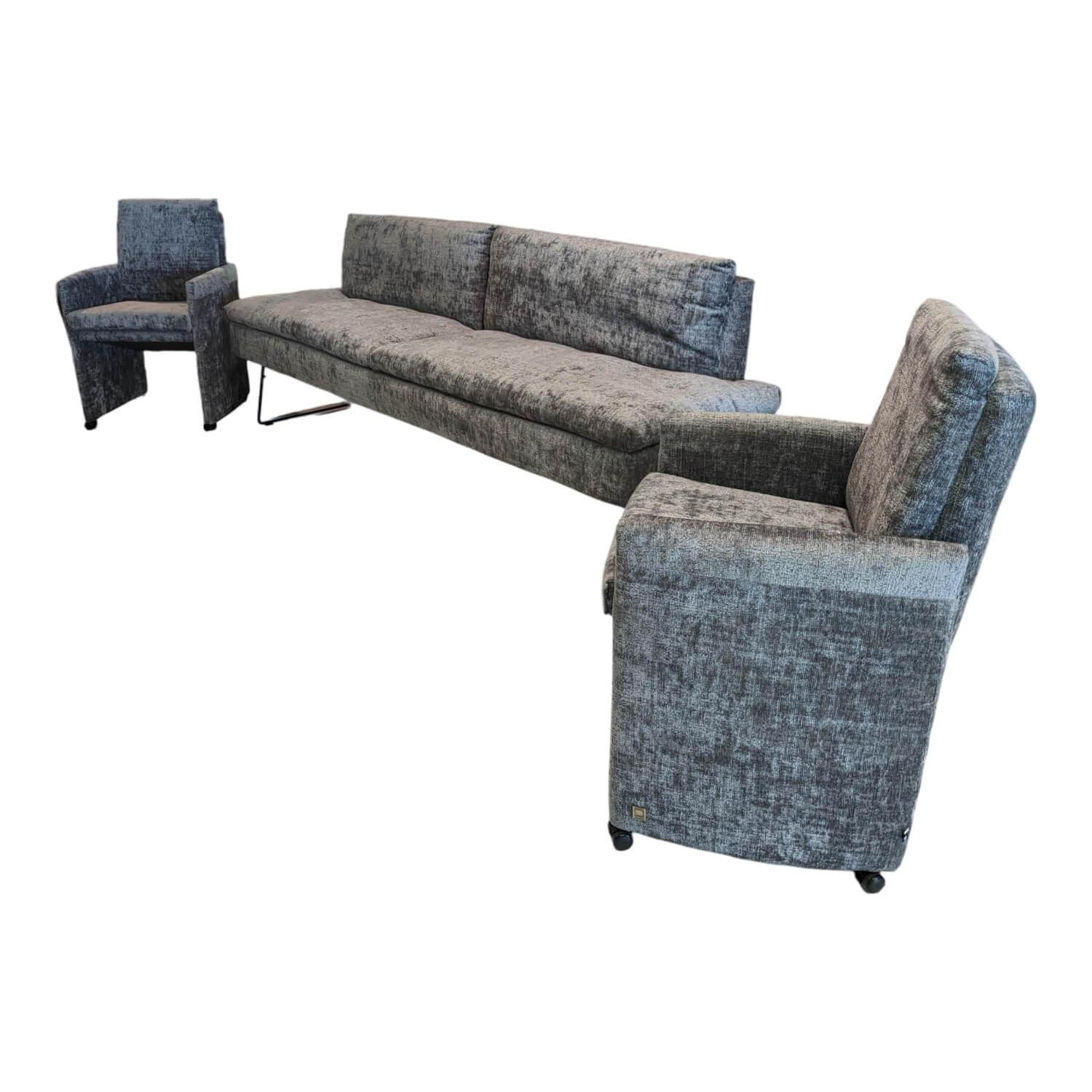 WK Wohnen - Set of 2 chairs with bench WK790/791 fabric B3094 basalt gray - 1