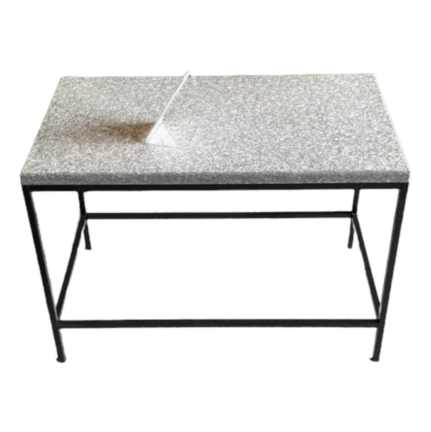 Couchtisch Tray Tischplatte Granit Dunkel Gestell Metall Schwarz Pulverbeschichtet