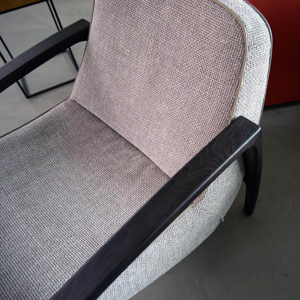 Jori - Sessel Lagom Stoff Axil 003 Beige Sand Keder Leder Lipano Taupe Grau Gestell Eiche Geflammt - 2