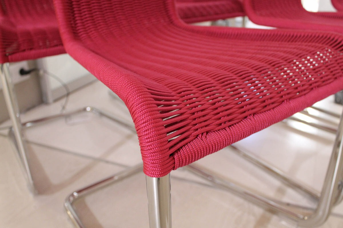 Tecta - 6er-Set Kragstuhl B20 D21 Magenta Gestell Chrom - 7