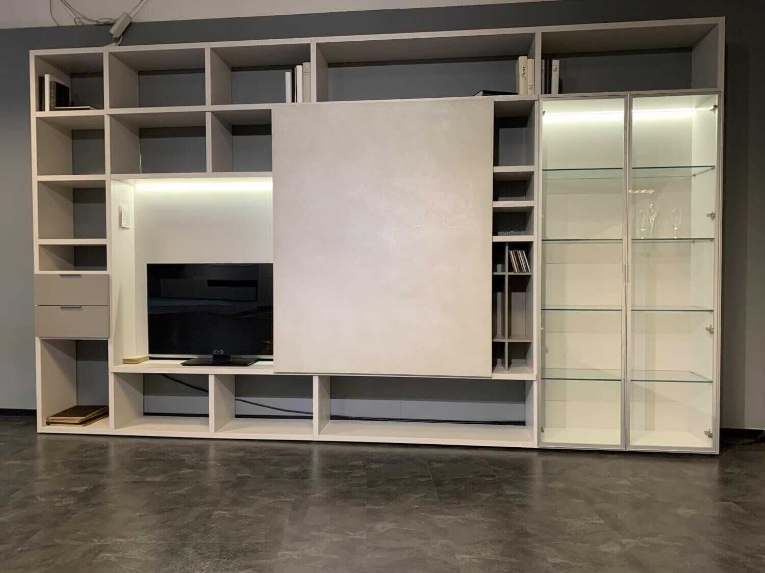 contur-wohnwand-bibliothek-5800-logico-mattlack-klarglas-spachtel-grau-5048a0f29f68 Contur - Wohnwand Bibliothek 5800 Logico Mattlack Klarglas Spachtel Grau - 2