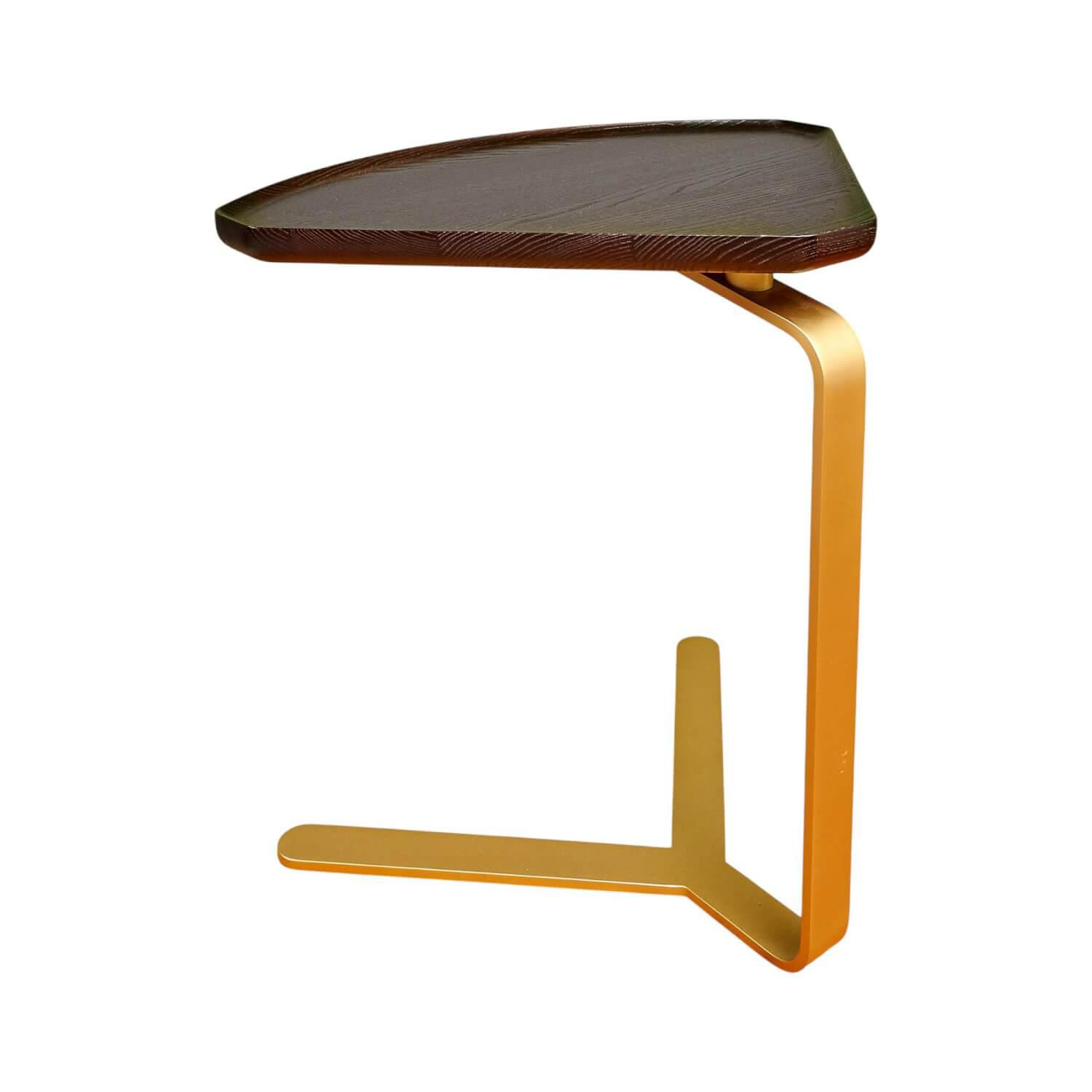 Beistelltisch Joy Platte Wengefarbig Gebeizt Gestell Messingfarbig Bielefelder Werkstätten - Beistelltisch Joy Platte Wengefarbig Gebeizt Gestell Messingfarbig - 1