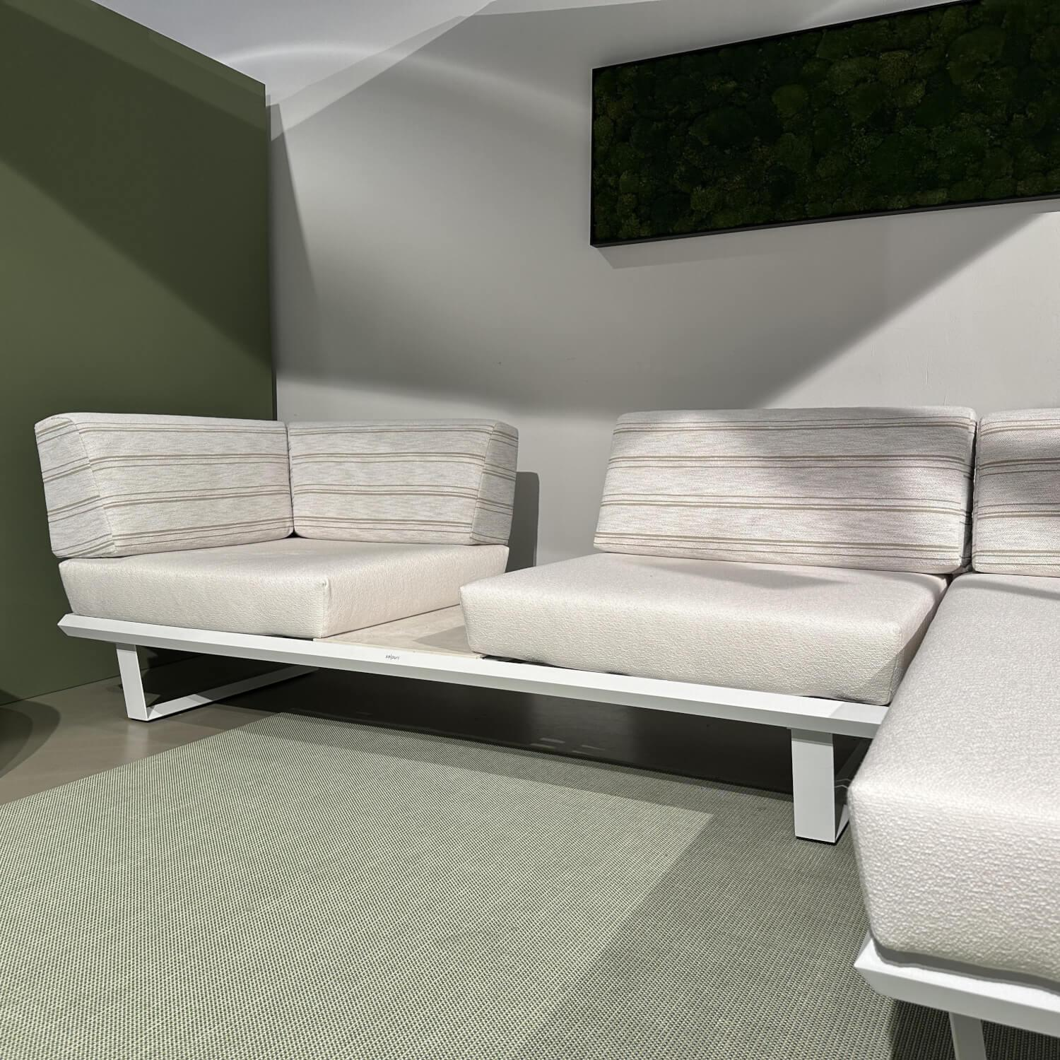 Solpuri - Outdoor Lounge Boom Stoff Diamond Pune Beige Gestell Aluminium Weiß Pulverbeschichtet Mit Keramikplatte Dekton - 4