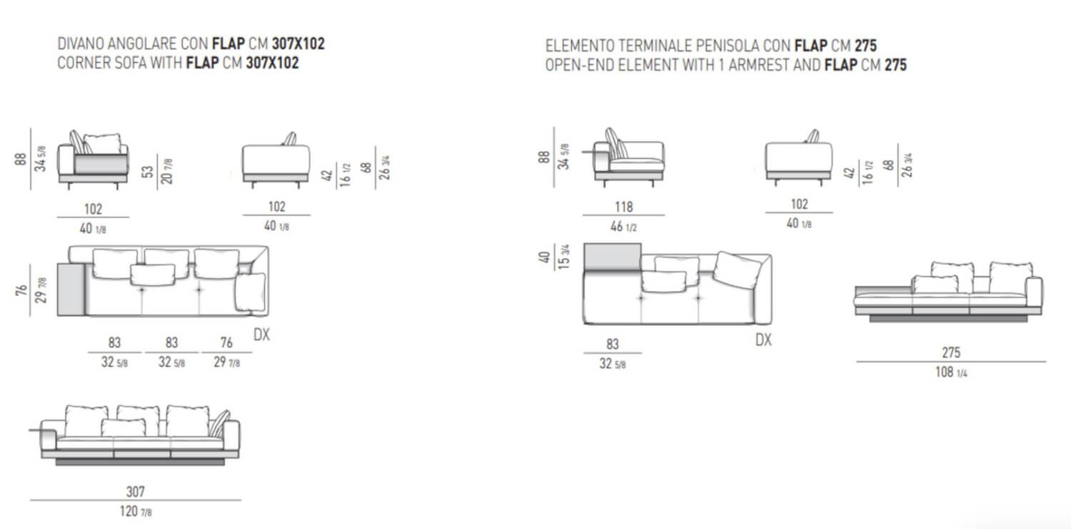 Minotti - Ecksofa 307x377 Connery Stoff Bright 01 Bianco Cat. H Weiß - 12
