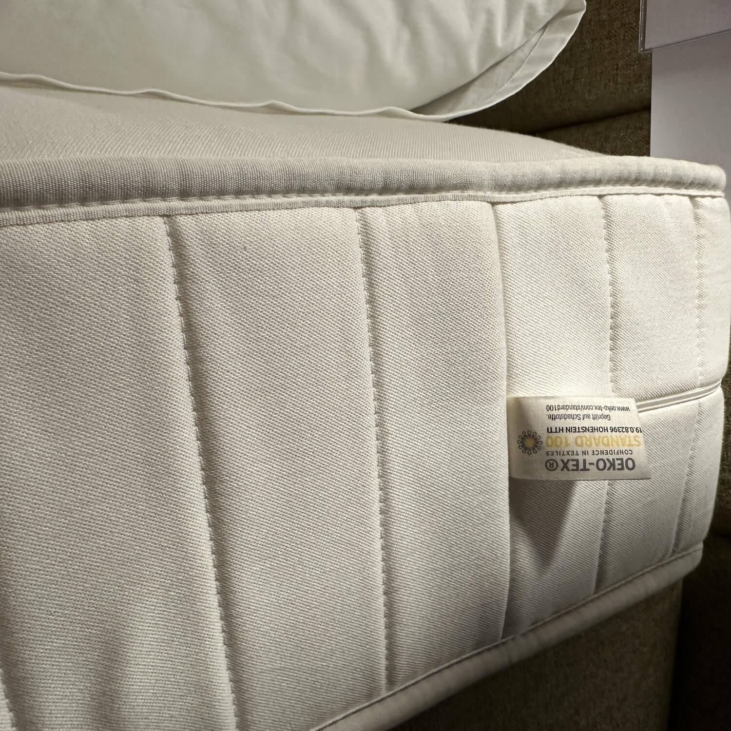 Schramm - Bett Purebeds Panel Bezug Stoff Benno 880 Curry Gelb Beige Füße Buche Schwarz Inklusive 2 Matratzen - 4