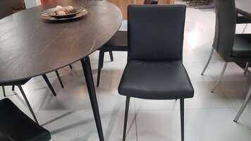 Tisch WK812 Keramik mit 6 Stühlen WK731 Leder Nero