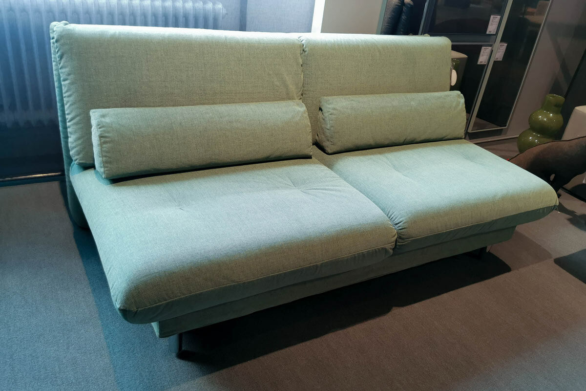 Brühl - 2,5-Sitzer Schlafsofa Quint Stoff 3221 0034 Grün Gestell Metall Verchromt - 2