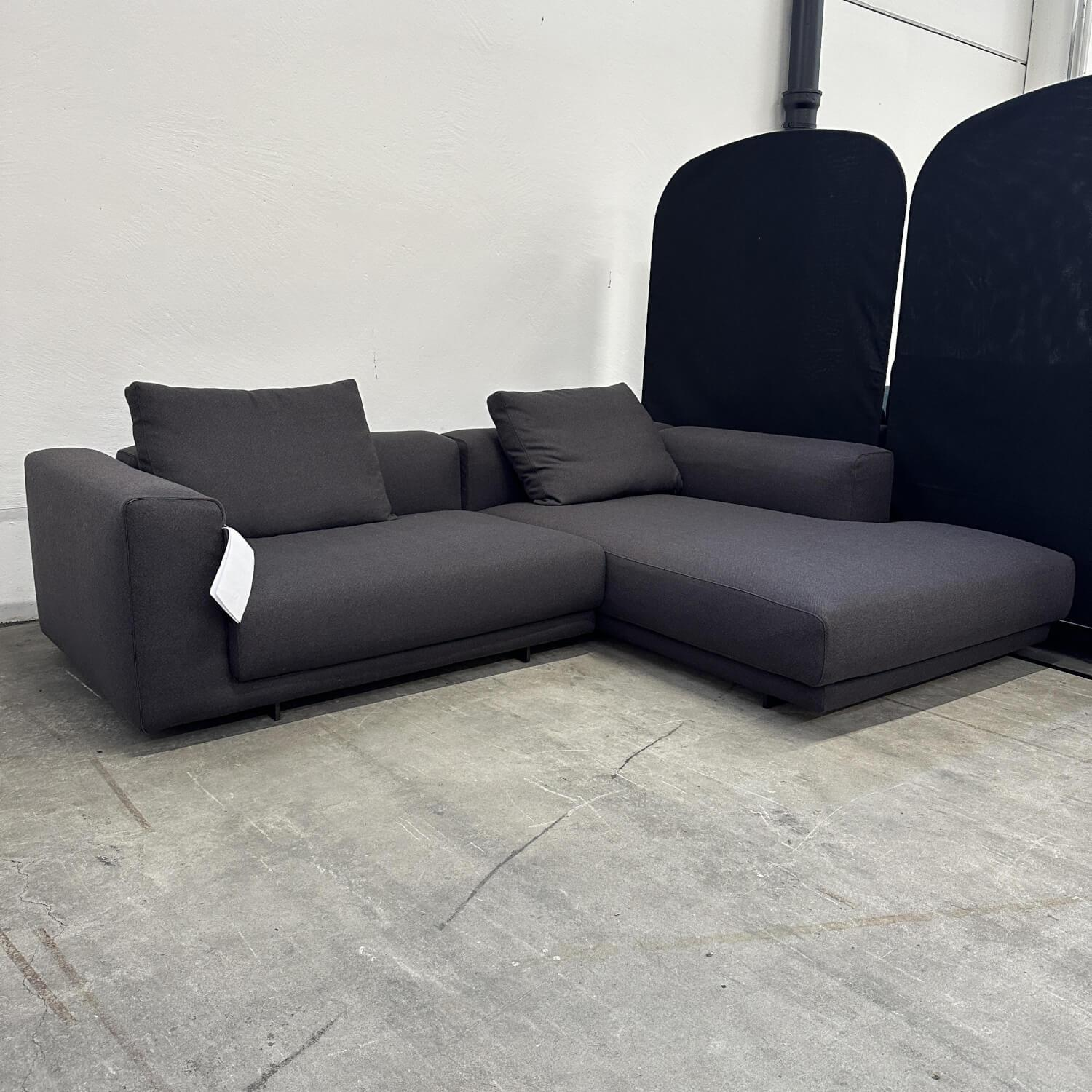 COR - Ecksofa Moss Stoff 9712 Schwarzbraun Paspel 38 Braun Füße Verchromt - 6