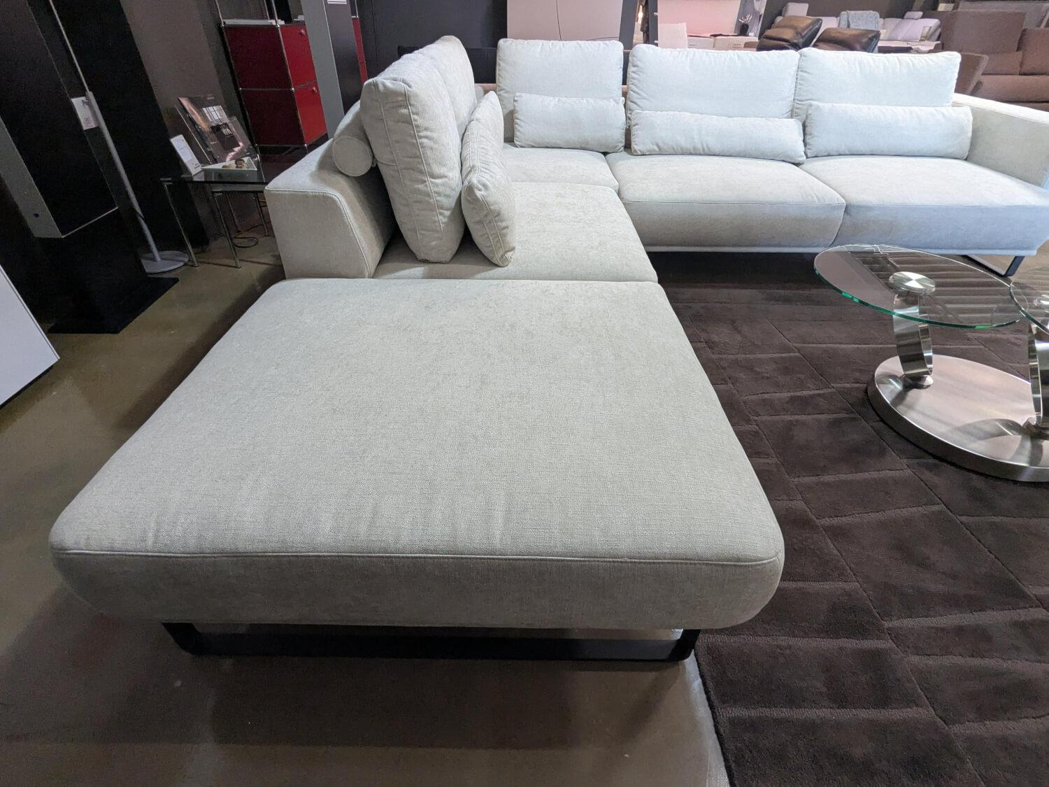 Musterring - Ecksofa JustB PM 100 Stoff Yelda Natur Creme Füße Schwarz mit 5 Kissen - 6